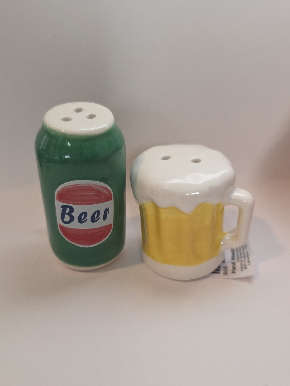 Ceramic Mini Beer Can and Beer Mug Salt & Pepper Shaker Set